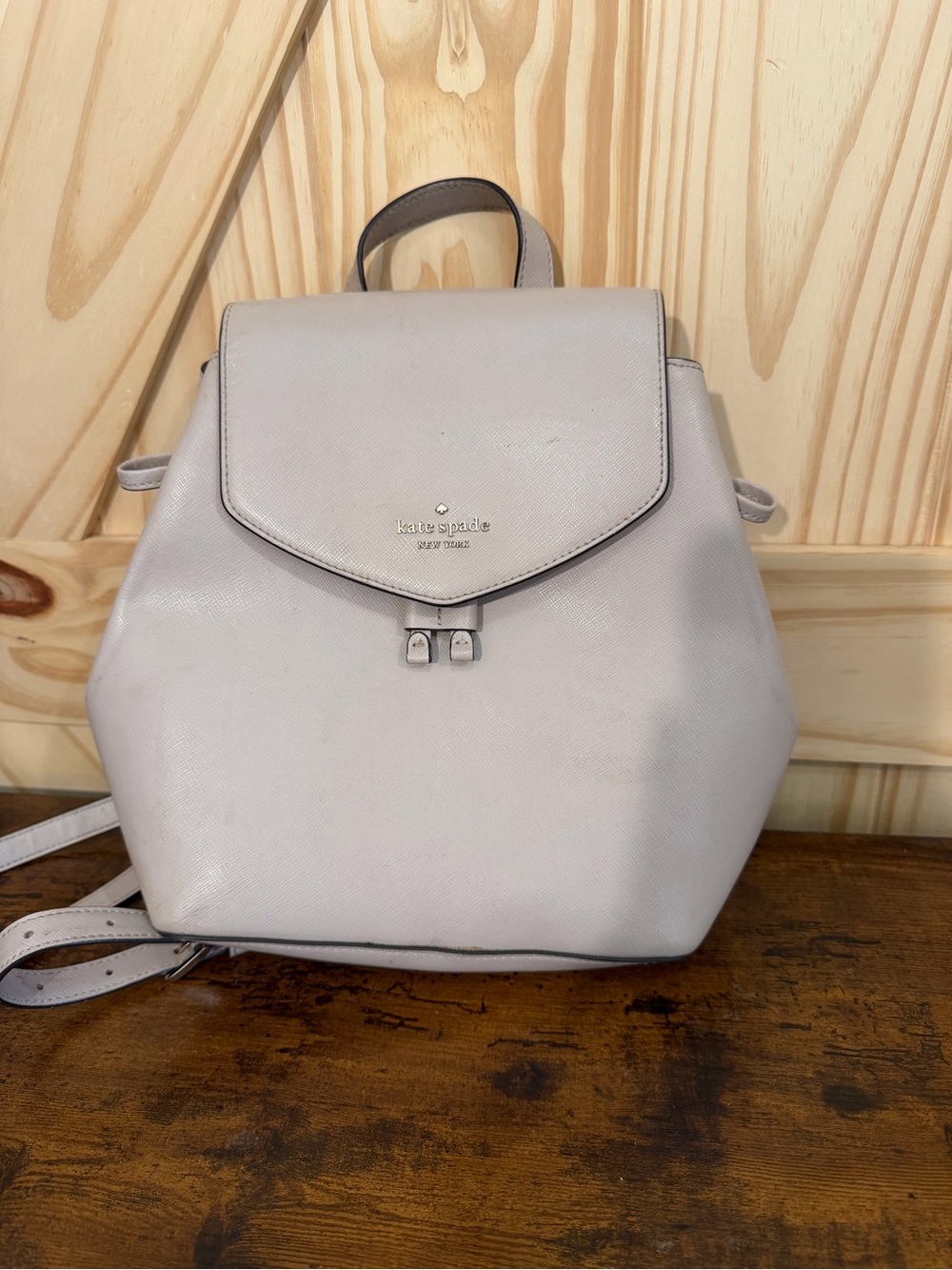 kate spade Pebble Leather Mini Backpack in Light Gray